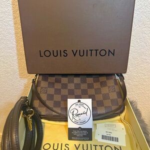 Authentic LOUIS VUITTON Navona Pouch N51983 Damier Ebene Canvas